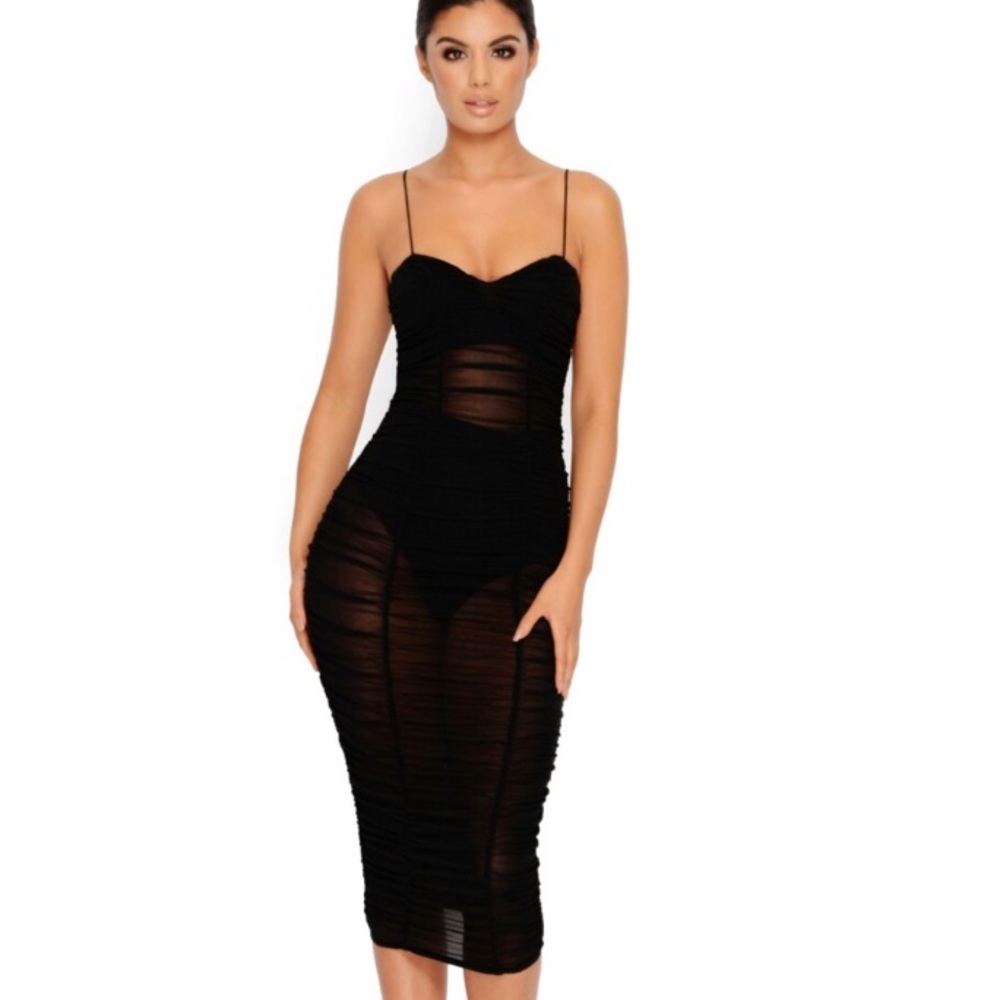 Midi ohPolly black mesh bodycon dress